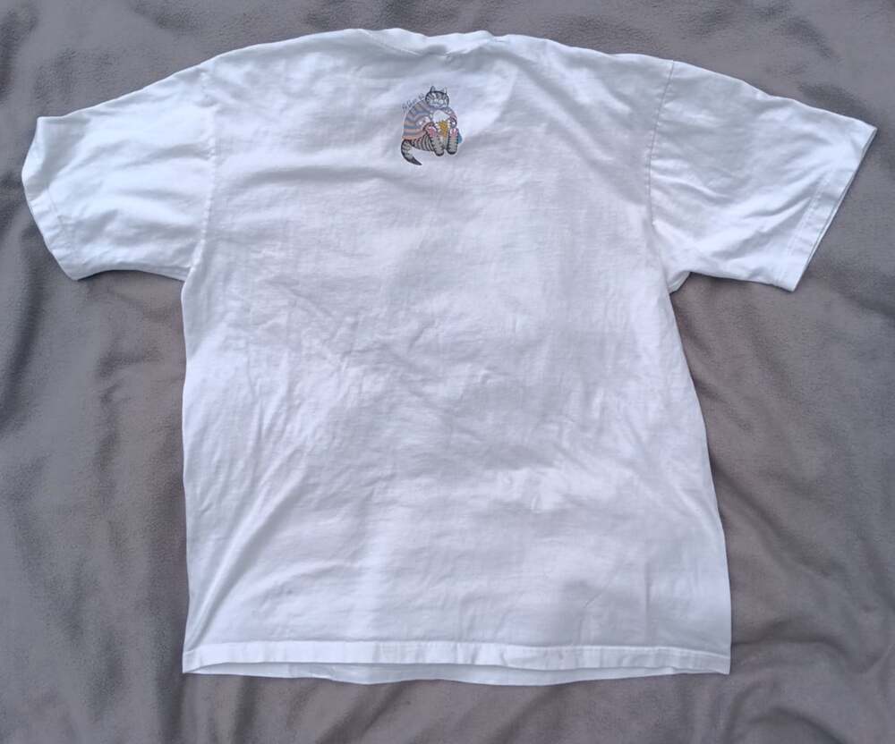 B Kliban Hawaii Cats Ice Cream White Double Sided Large Vtg Crazy Shirts Mint - Picture 7 of 8